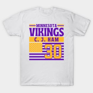 Minnesota Vikings Ham 30 American Flag Football T-Shirt